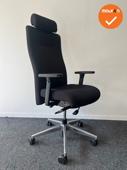 ROVO XP 4030 bureaustoel - Zwart gestoffeerd - chrome voetkruis - met hoofdsteun