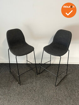 Universele Barkruk - Set van 2 - antracietgrijze stoffering - zithoogte 79cm