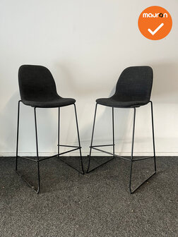 Universele Barkruk - Set van 2 - antracietgrijze stoffering - zithoogte 79cm