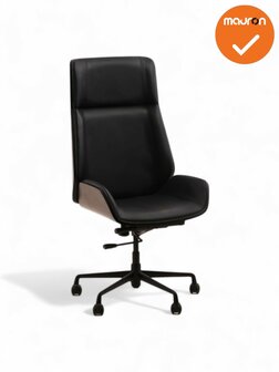 Vergaderstoel Charles - NIEUW - zwart kunstleer - hoge rug