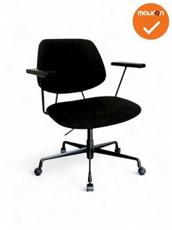 Vergaderstoel Eva - met armleuning - NIEUW - Zwart - Met wielen