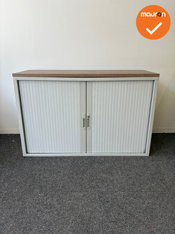 Roldeurkast - Basic - 74x120x45cm - witgrijs - topblad naar keuze