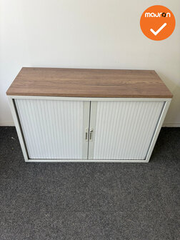 Roldeurkast - Basic - 74x120x45cm - witgrijs - topblad naar keuze