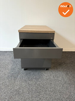 Ladeblok - 57x42x76cm - Antraciet - 4 lades - metalen front - topblad naar keuze