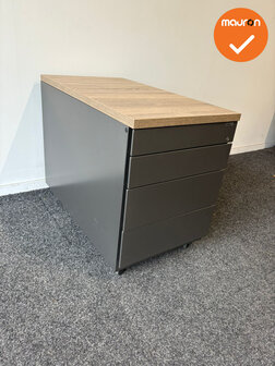 Ladeblok - 57x42x76cm - Antraciet - 4 lades - metalen front - topblad naar keuze