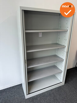 Roldeurkast - 198x122x45cm - Beige met witgrijze deuren