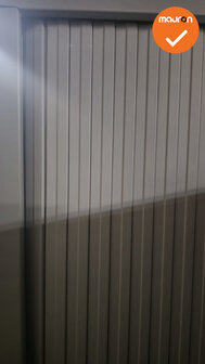 Roldeurkast - 198x122x45cm - Beige met witgrijze deuren