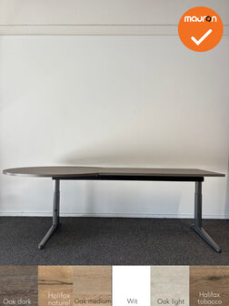Ahrend Essa handmatig verstelbaar bureau met vergaderstuk - nieuw blad naar keuze - 240x80cm - ⌀120cm - Antraciet onders