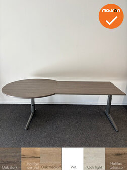 Ahrend Essa handmatig verstelbaar bureau met vergaderstuk - nieuw blad naar keuze - 240x80cm - ⌀120cm - Antraciet onders