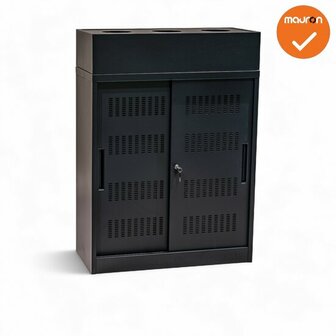 Schuifdeurkast -  Basic - Zwart - 105cm - Inclusief plantenbak