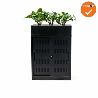 Schuifdeurkast -  Basic - Zwart - 105cm - Inclusief plantenbak