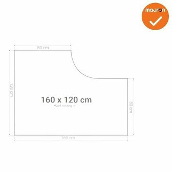 Los bureaublad 160x120 cm in diverse kleuren