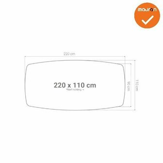 Los bureaublad 220x110 cm bootvorm in diverse kleuren