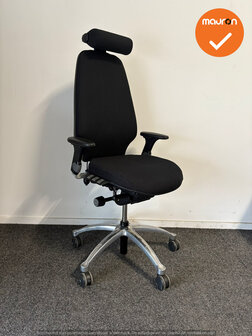 RH Logic 400 - Nieuwe zwarte stoffering  - Met hoofdsteun - Inclusief lendepomp - chrome voetkruis