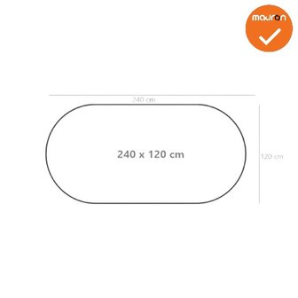 Los bureaublad - 240x120 cm - recht ovaal - bladkleur naar keuze