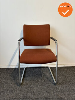 Rohde &amp; Grahl - Vergaderstoel - Kastanjebruine stoffering - Chroom frame