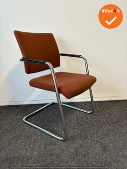 Rohde &amp; Grahl - Vergaderstoel - Kastanjebruine stoffering - Chroom frame