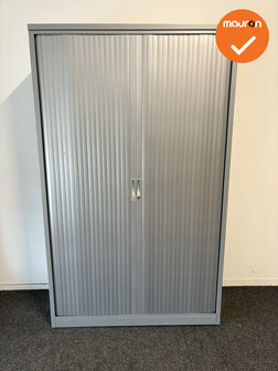 TDS Roldeurkast - 196x120x45cm - Zilvergrijs met kunststof zilvergrijze deuren 