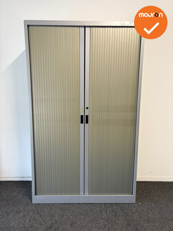 Roldeurkast S - B-keuze - 195x120x45 - Zilvergrijs met koperkleurige deuren