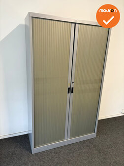 Roldeurkast S - B-keuze - 195x120x45 - Zilvergrijs met koperkleurige deuren