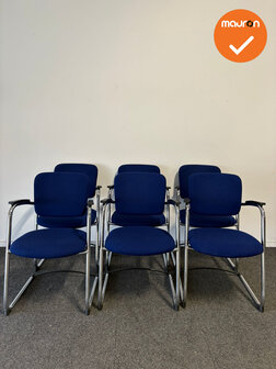 Set van 6 - Ahrend 4230 / 262 - Blauwe stoffering - Chrome frame