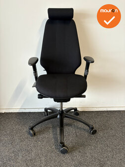 RH Logic 400 - Nieuwe zwarte stoffering  - Met hoofdsteun - Inclusief lendepomp - zwart voetkruis