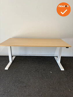 Actiforce SLS 200 - zit-sta bureau - wit onderstel - 160x80 - Ahorn blad of blad naar keuze