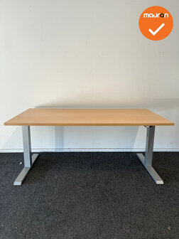 Actiforce - zit-sta bureau - zilvergrijs onderstel - 160x80 - Beuken blad