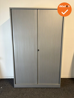 Roldeurkast - Ahrend - 195x120x45cm - Zilvergrijs met zilvergrijze metalen roldeuren