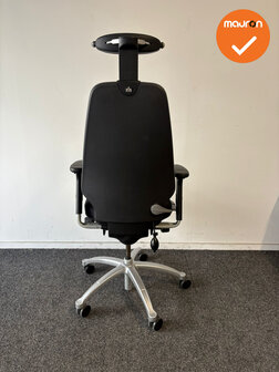 RH Logic 400 - Nieuwe zwarte stoffering  - Met hoofdsteun met zilvergrijze beugels - Inclusief lendepomp - Zilvergrijs voetkrui