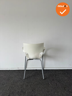 Design Vergaderstoel ACTA - Wit kunststof - Zilvergrijs onderstel 