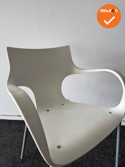 Design Vergaderstoel ACTA - Wit kunststof - Zilvergrijs onderstel 
