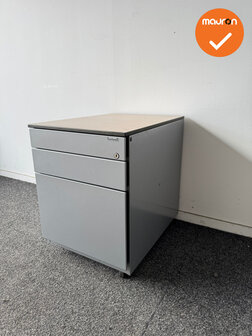 Ahrend Ladeblok - 57x42x56cm - Zilvergrijs - 3 lades - Grijs eiken topblad