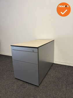 Ahrend Ladeblok - 53x42x80cm - Zilvergrijs - 3 lades - eiken topblad