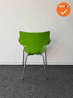 Design Vergaderstoel ACTA - Groen kunststof - Zilvergrijs onderstel 