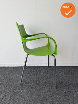 Design Vergaderstoel ACTA - Groen kunststof - Zilvergrijs onderstel 