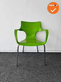 Design Vergaderstoel ACTA - Groen kunststof - Zilvergrijs onderstel 