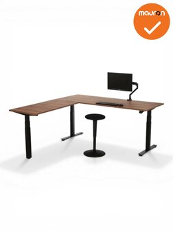 Mauforce zit-sta hoekbureau - Cognac walnoten