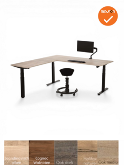 Mauforce zit-sta hoekbureau - Scandinavisch eiken