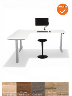 Mauforce zit-sta hoekbureau - wit blad