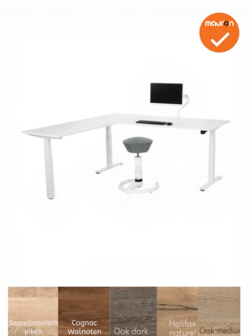 Mauforce zit-sta hoekbureau - wit