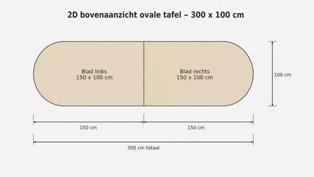 Ahrend vergadertafel - 300x100cm - Ovaal - bladkleur naar keuze