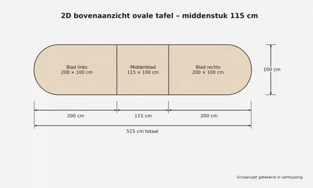 Ahrend vergadertafel - 515x100cm - Ovaal - bladkleur naar keuze