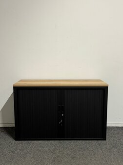 Basic zwart 120Roldeurkast V Serie - NIEUW - 74x120x43 - Zwart met zwarte roldeuren - topblad naar keuze - Inclusief 2 sleutels