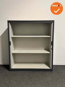 Aspa - Roldeurkast - 137x120x47 cm - Antraciet/Lichtgrijs - Refurbished