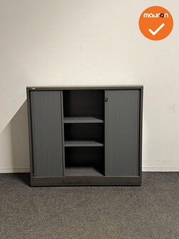 Ahrend - Roldeurkast - 110x120x45 cm - Antracietgrijs - Grijze deuren