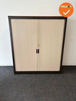 Blerick - Roldeurkast - 137x120x47 cm - Antraciet met beige deuren 