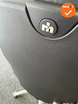 RH Logic 400 - Nieuwe zwarte kunstleren bekleding - Met hoofdsteun - Zilvergrijs voetkruis