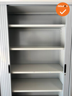 Basic - Roldeurkast - 198x120x45 cm - Zilvergrijs- B-keuze - met metalen deuren