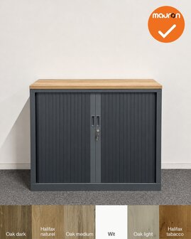 Mauforce Roldeurkast - V-Serie - NIEUW - 100x120x43 cm - Antraciet - Topblad naar keuze - inclusief 2 sleutels